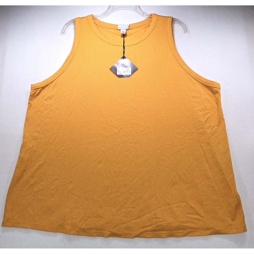 Ava & Viv Womens 4X Gold Mustard Yellow Ribbed Knit Tank Top Sleeveless PLUS NWT